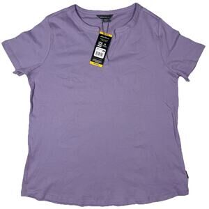 Eddie Bauer Ladies Short Sleeve V-Neck Tee Size M Purple 100%Pima cotton